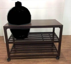 Challenger Large Big Green Egg Walnut Open Cart With Bottom Shelf