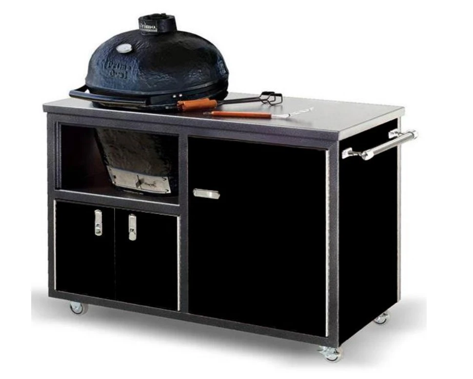 Challenger 54" Ceramic Grill Cart For Primo XL - Silver Vein Top/Black 2 Challenger 54" Ceramic Grill Cart For Primo XL - Silver Vein Top/Black - Image 2